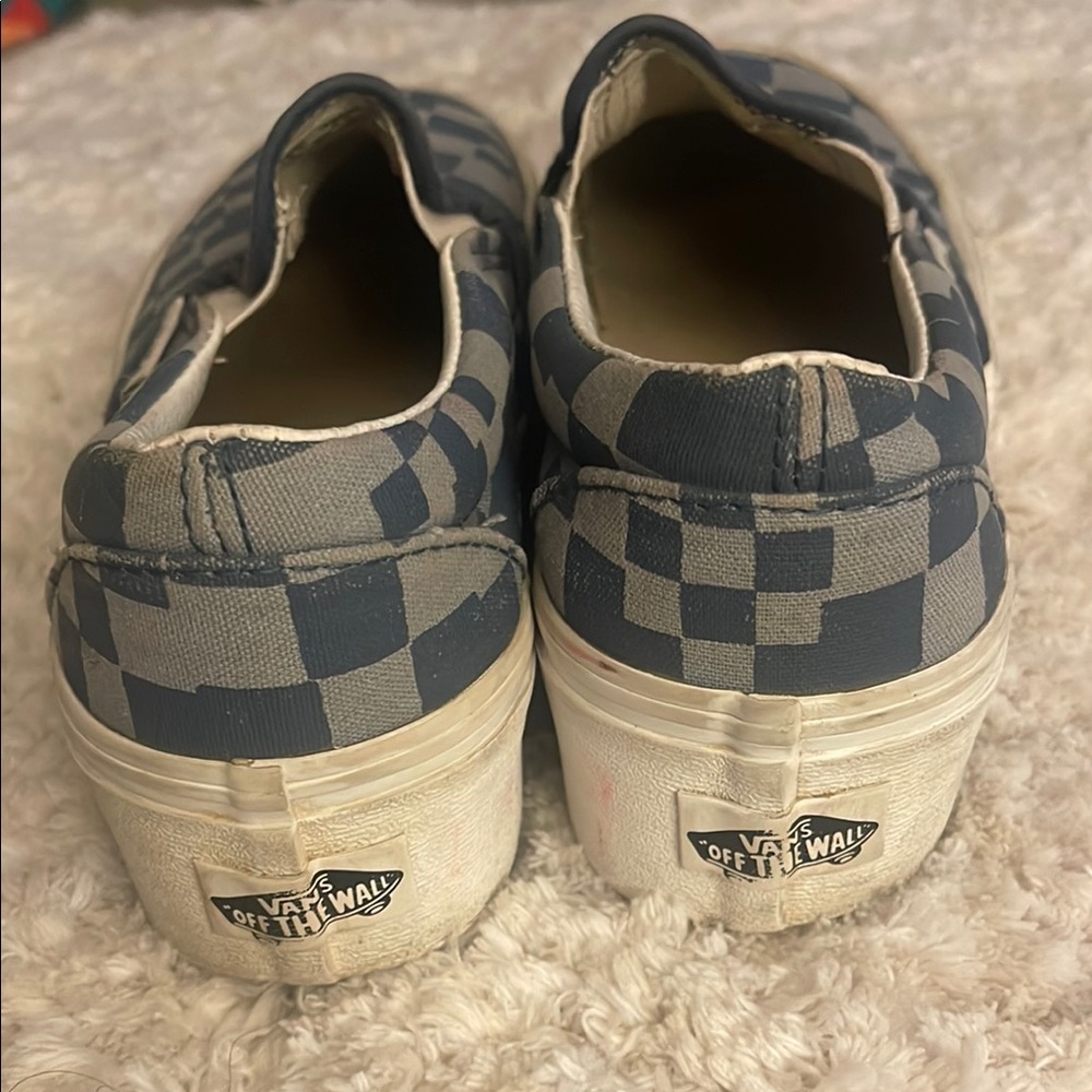 Vans Classic Stacked Platform Blue and Gray Checkered Slip-Ons 5 M 6.5 W - Picture 4 of 11